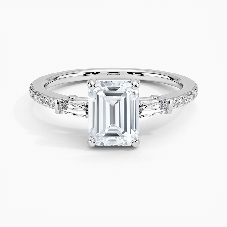 Brilliant Earth emerald-cut three-stone diamond ring