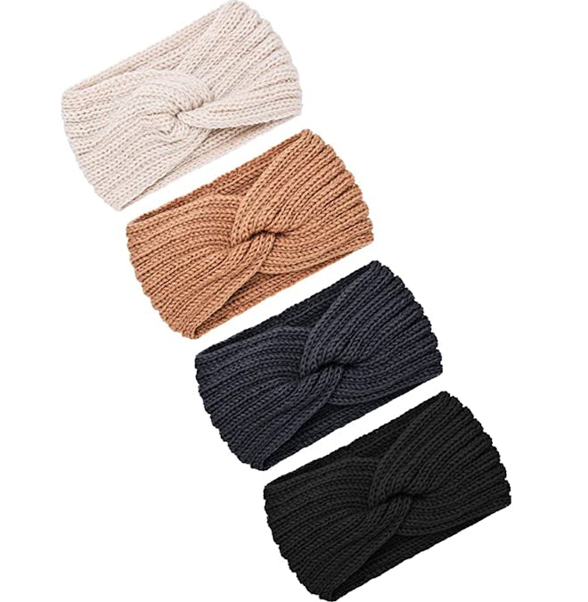 TecUnite Chunky Knit Headbands (Pack of 4)