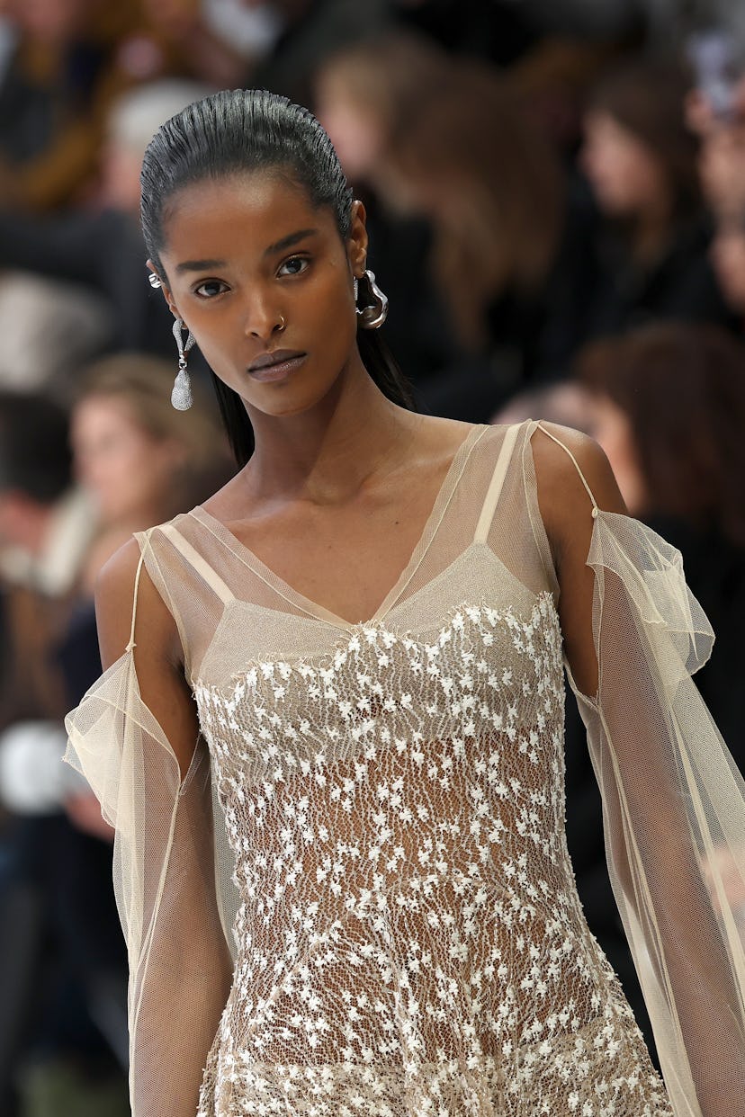 A model walks the runway during the Fendi Couture Haute Couture Spring Summer 2023 show as part of P...