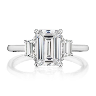 G.St Ceremony three-stone white gold engagement ring with emerald-cut diamond