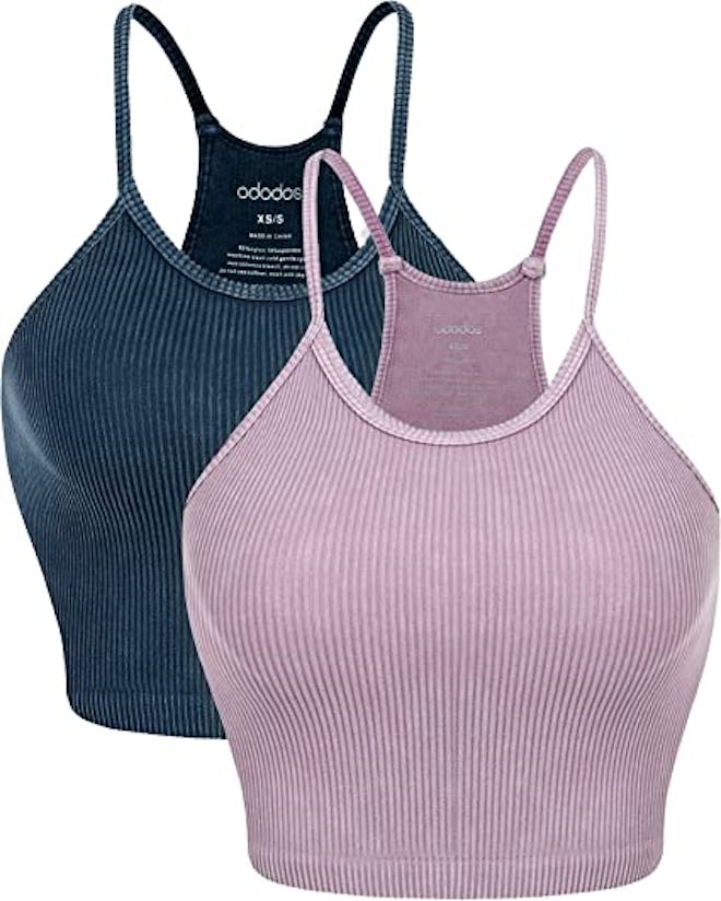 ODODOS Seamless Rib-Knit Crop Tank (3-Pack)