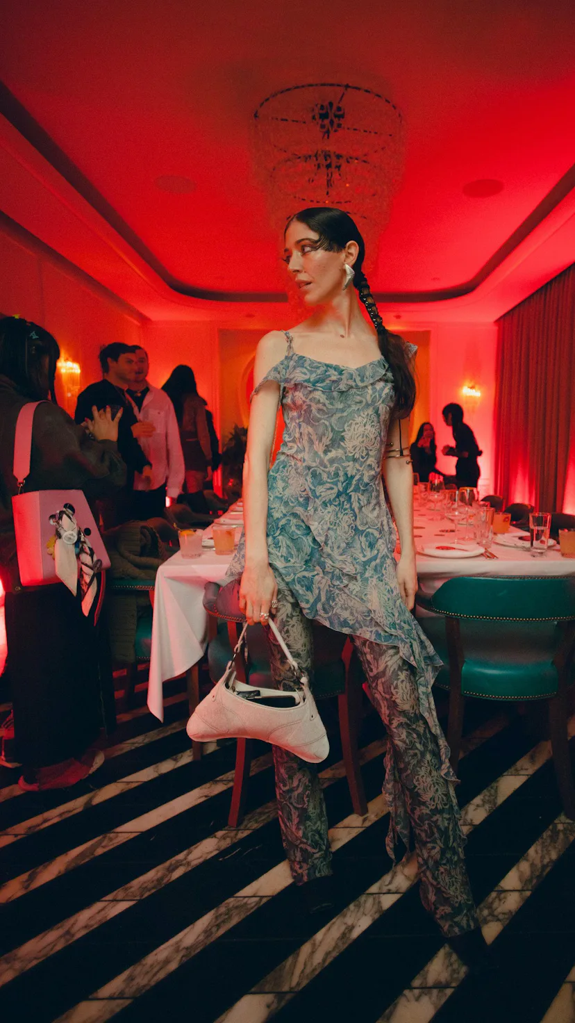 Caroline Polachek attends a party and dinner hosted by KNWLS and H.LORENZO to celebrate the launch o...