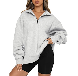 Trendy Queen Oversized Half Zip Pullover