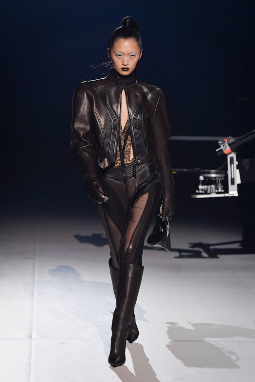 A model walks the runway during the Mugler Ready to Wear Fall/Winter 2023-2024 fashion show as part ...