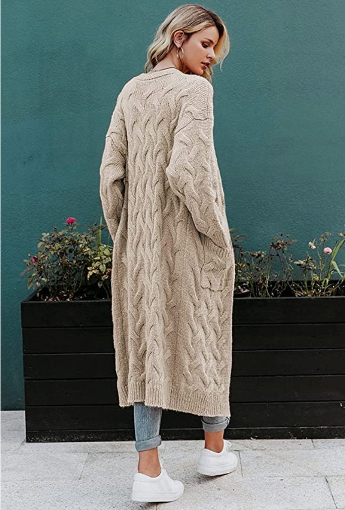 ZIWOCH Long Cardigan Coat Cable Knit Sweater