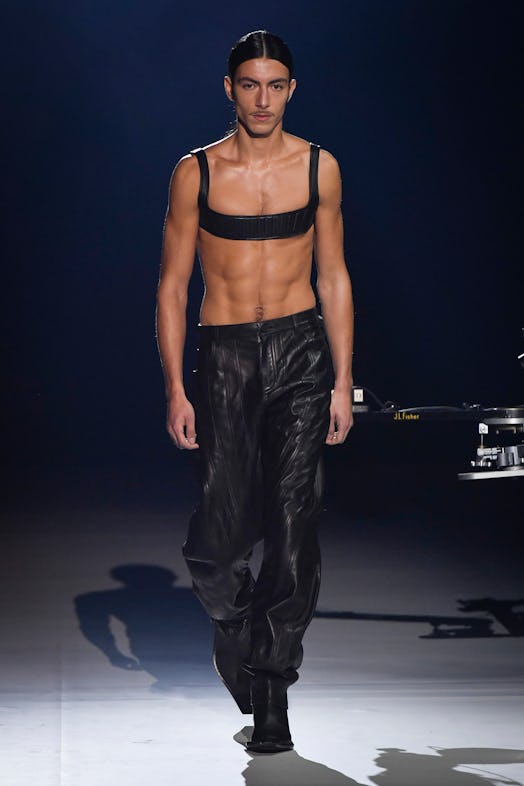  A model walks the runway during the Mugler Ready to Wear Fall/Winter 2023-2024 fashion show as part...