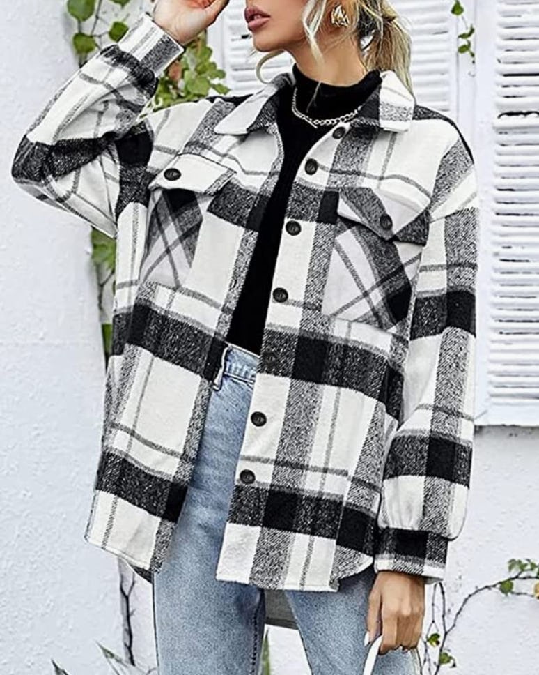 AUTOMET Plaid Wool Blend Shacket