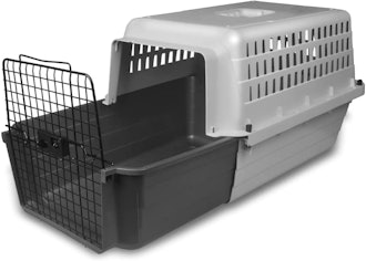 This large cat carrier for nervous cats has a sliding basket for easy loading.