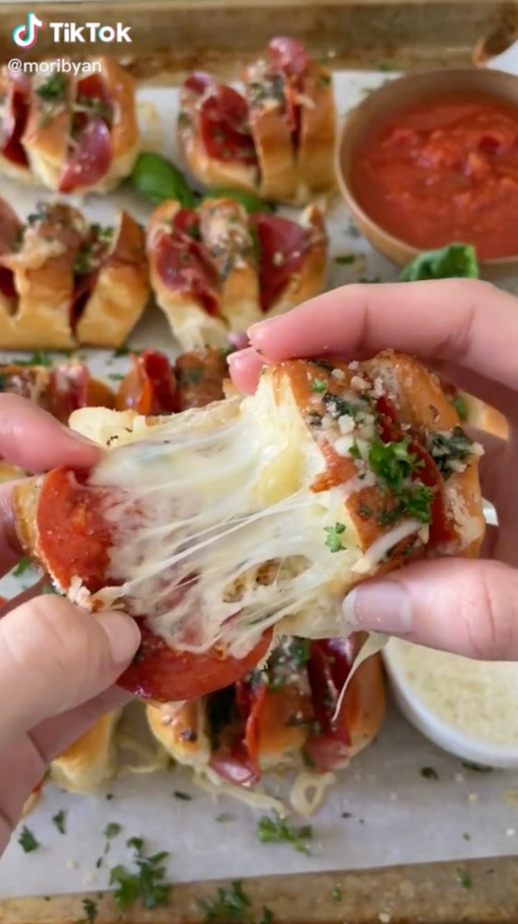 Cheesy Pizza Rolls is a yummy Super Bowl snack recipe idea from TikTok.