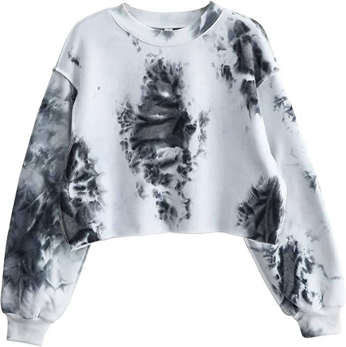 Amazhiyu Cropped Tie Dye Sweatshirt