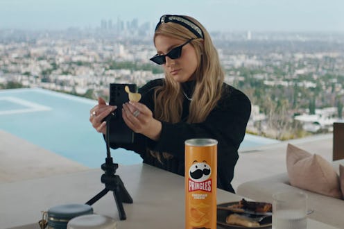 Meghan Trainor recreates her viral TikTok dance for the Pringles Super Bowl commercial. Screenshot v...