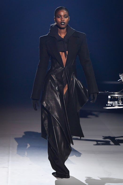 A model walks the runway during the Mugler Ready to Wear Fall/Winter 2023-2024 fashion show as part ...