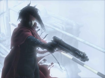 Dirge of Cerberus Vincent holding a gun