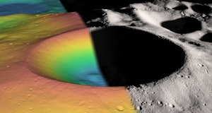 A NASA visualization of the Moon's Shackleton Crater
