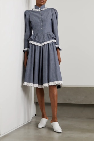 Shirley Broderie Anglaise Cotton-Chambray Skirt