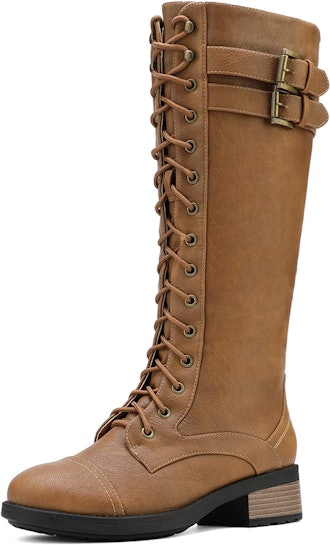 DREAM PAIRS Knee-High Lace-Up Combat Boots