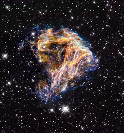 Denoted N 49, or DEM L 190, this remnant is from a massive star that died in a supernova blast whose...