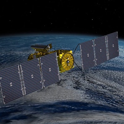 The SWOT satellite with its solar arrays extended -- rendering