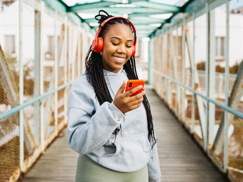 Stock image of woman using smart phone