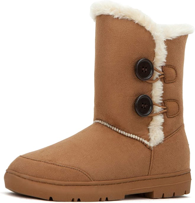 CLPP'LI Twin Button Fur-Lined Waterproof Boots