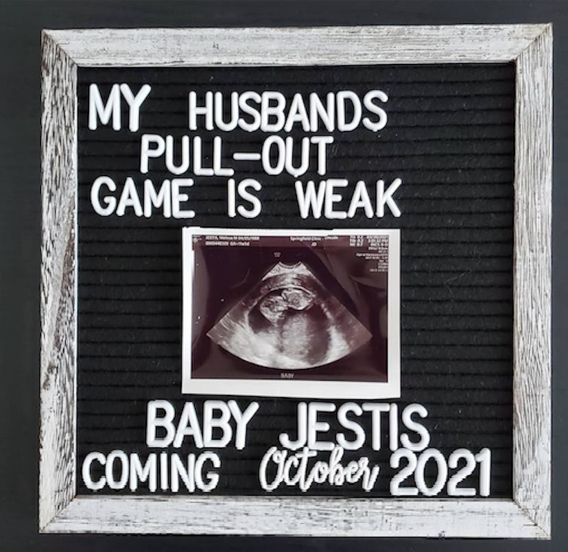 framed sonogram photo for a funny pregnancy announcement 