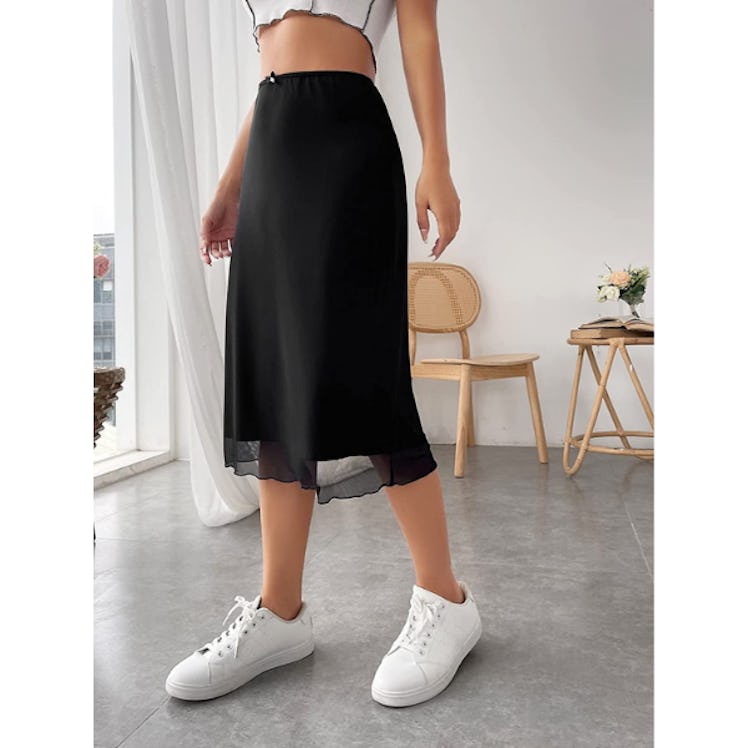 SheIn Mesh A Line Midi Skirt