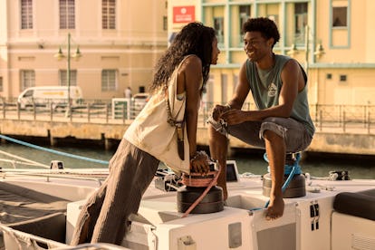 Carlacia Grant as Cleo, Jonathan Daviss as Pope in episode 302 of Outer Banks.