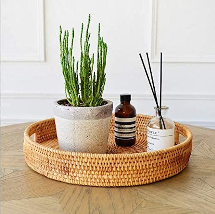 Rattan Round Serving Tray