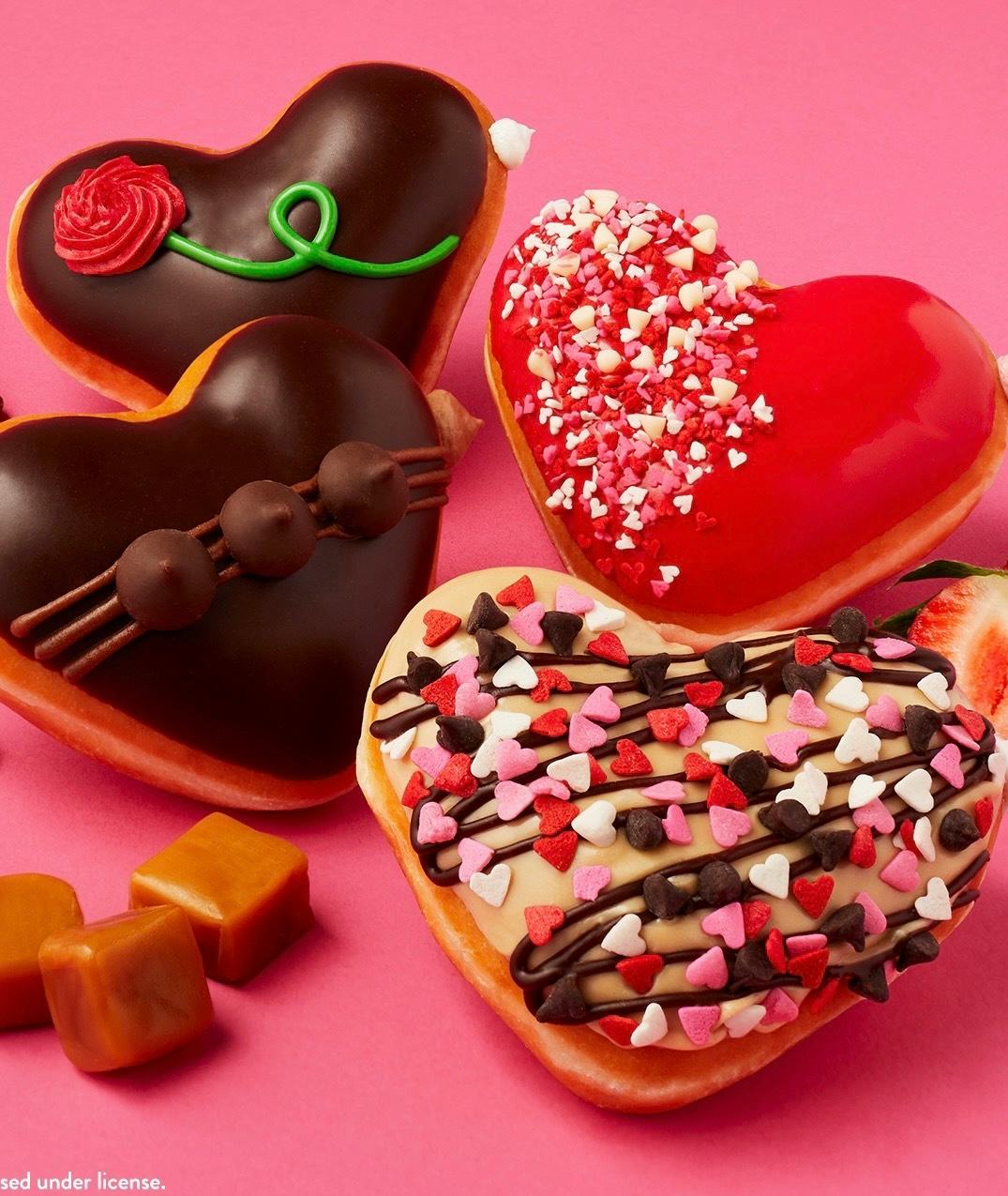 Krispy Kreme's Valentine's Day 2023 doughnuts feature Hershey's chocolate.