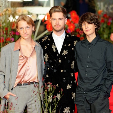 Eden Dambrine, Lukas Dhont and Gustav De Waele attend the red carpet for the opening ceremony of Int...