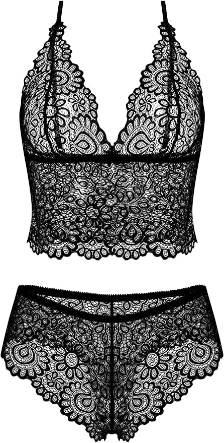 Lziizl Long Line Lace Bra and Panty Set
