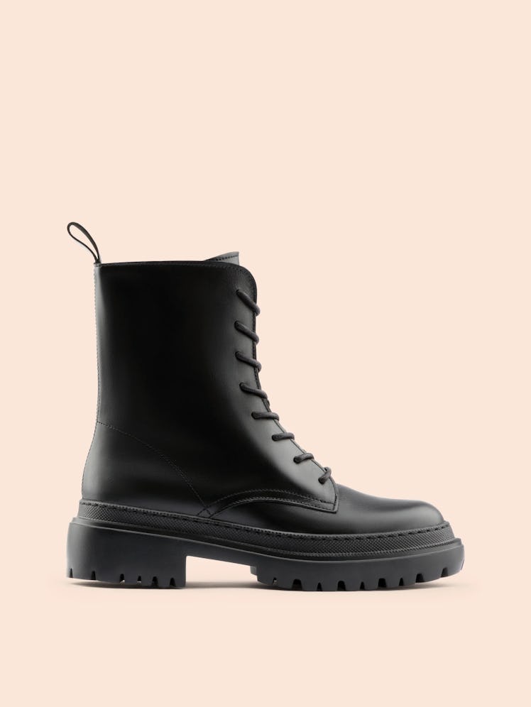 Belluno Black Leather Boot Combat Boot
