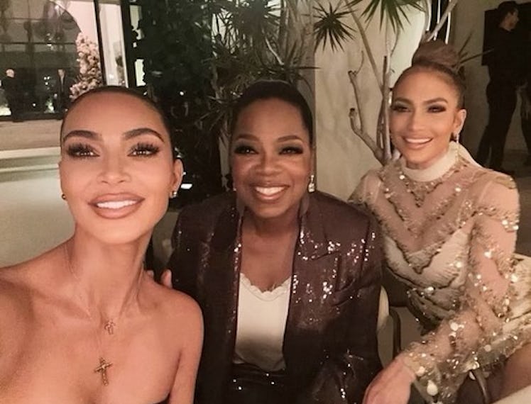 Oprah, jennifer lopez, and kim kardashian pose for a selfie