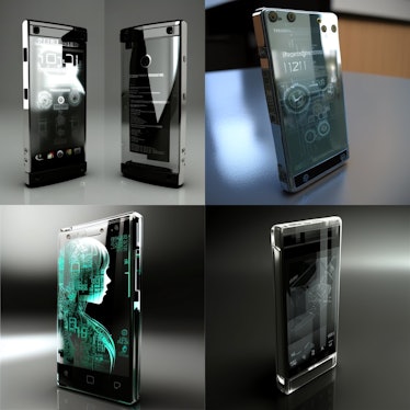 “next generation nothing android phone 1 with transparent design” AI image created with Midjourney A...