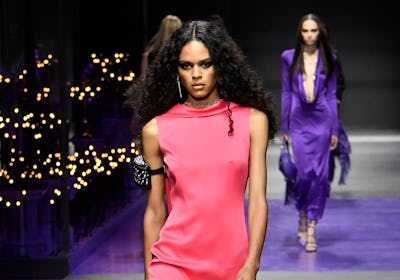 A model walks the runway during the Versace Ready to Wear Spring/Summer 2023 fashion show
