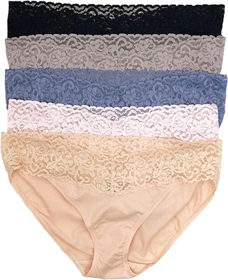 Felina Lace Trimmed Bikini Underwear (5-Pack)