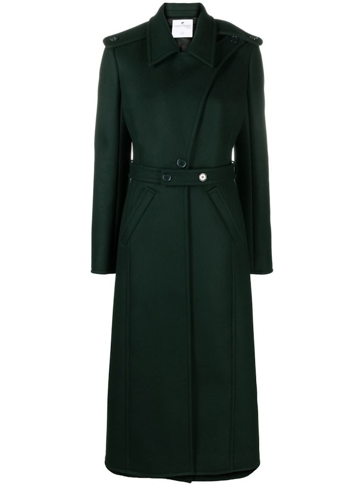 Courrèges dark green long wool coat