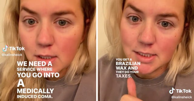 Kalin Sheick posted a video on TikTok sharing her ingenious and hilarious idea for a relaxing “coma ...