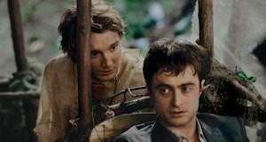Paul Dano as Hank and Daniel Radcliffe as Manny in 2016's Swiss Army Man