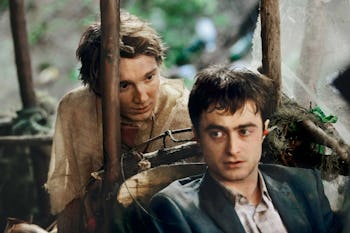 Paul Dano as Hank and Daniel Radcliffe as Manny in 2016's Swiss Army Man