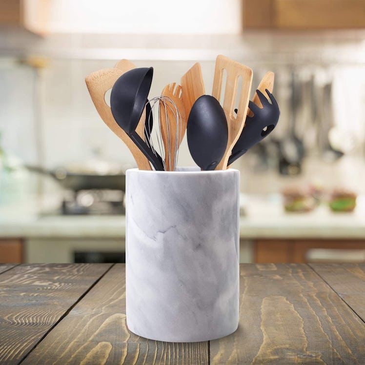 Homeries Marble Utensil Holder for Kitchen Counter