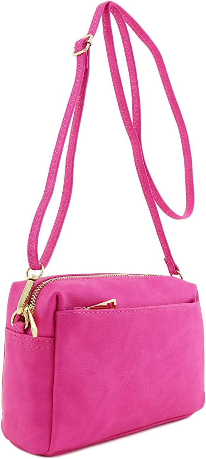 FashionPuzzle Triple Zip Small Crossbody Bag