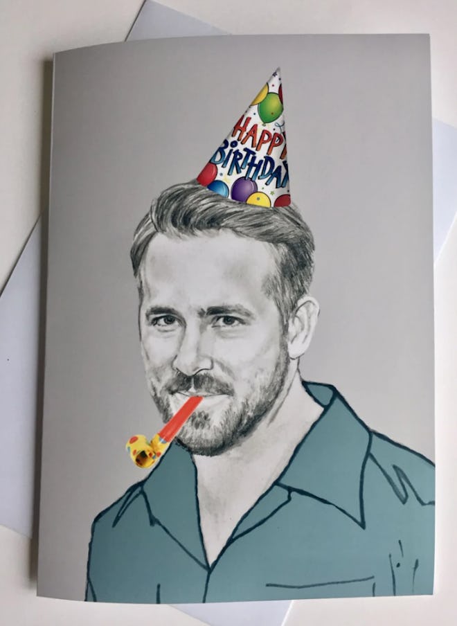 This Breton Mama Ryan Reynolds A5 Illustrative Birthday Card is a hot celeb dad card to gift to a fr...