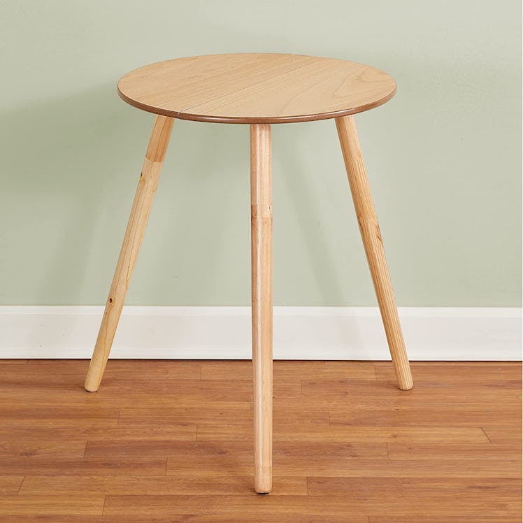 Collections Etc Wooden Round Side Accent Table