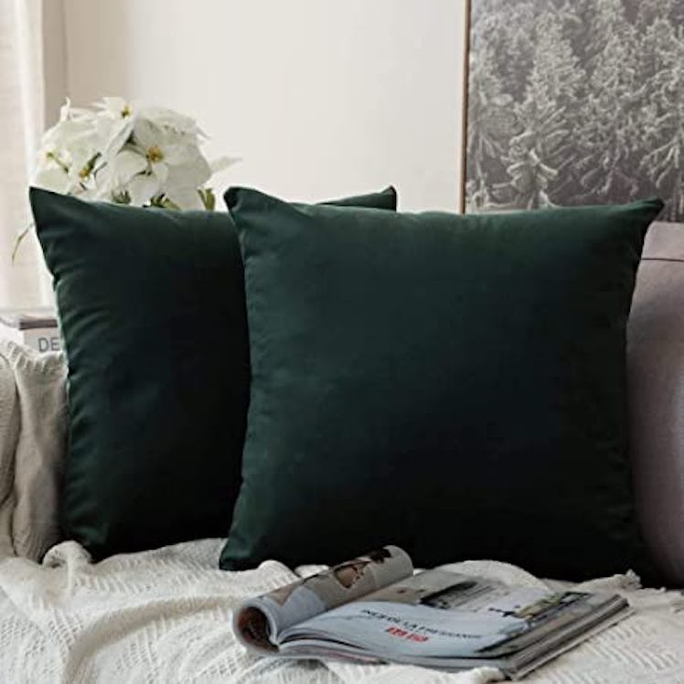 MIULEE Velvet Soft Decorative Square Throw Pillow Covers 