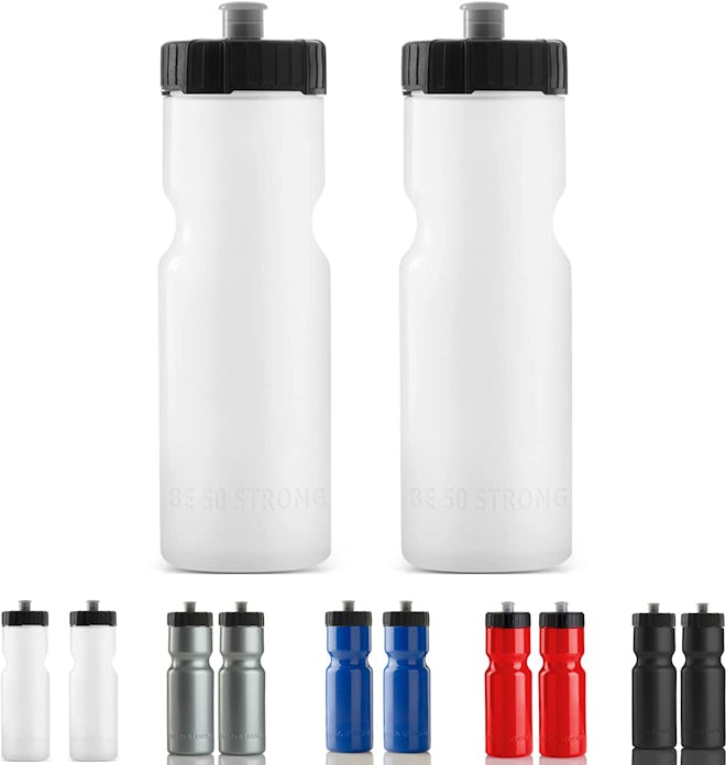 50 Strong Sports Squeeze Water Bottle, 22 Oz. (2-Pack)