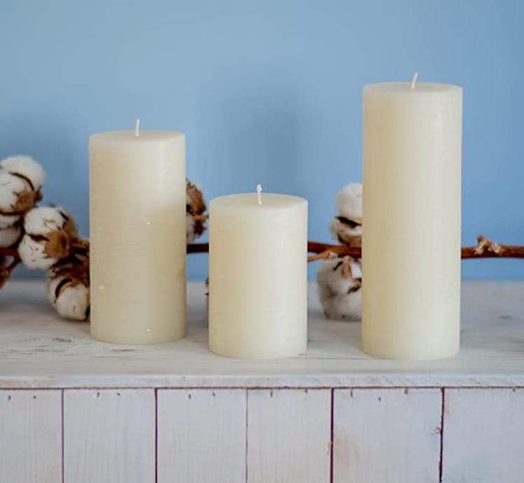Melt Candle Company Unscented Pillar Candles (Set of 3)
