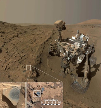 This scene shows NASA's Curiosity Mars rover at a location called "Windjana," where the rover found ...
