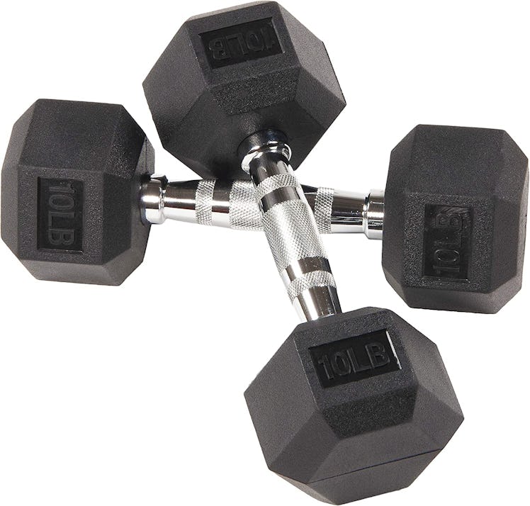 Balancefrom Rubber Encased Hex Dumbbell 