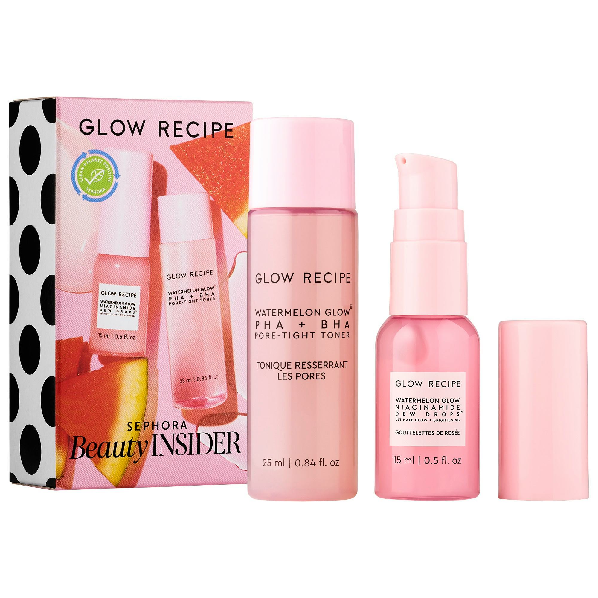 Sephora&rsquo;s birthday gift 2023 options include a mini Glow Recipe skin care set.